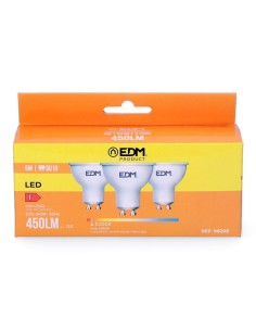 Pack 3 Bombillas LED Dicroica GU10 5W 3200K Luz Cálida EDM 2