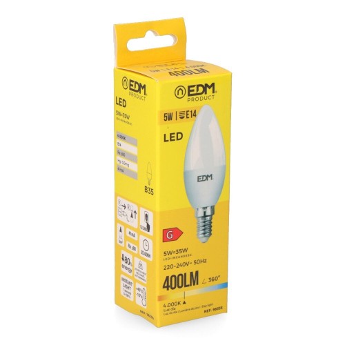 Bombilla LED Vela E14 5W 400lm 4000K Luz Neutra EDM