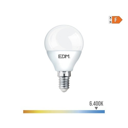 Bombilla Esférica E14 7W 600lm 6400K Luz Fría EDM Bombilla Esférica E14 7W 600lm 6400K Luz Fría EDM
