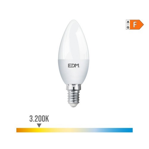 Bombilla Vela LED E14 7W 600lm 3200K Luz Cálida EDM