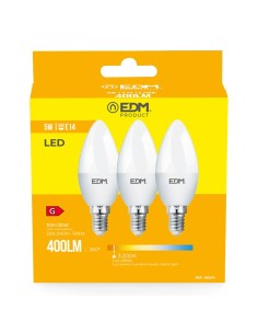 Bombilla Vela LED E14 5W 400lm 3200K Luz Cálida Pack 3 EDM 2