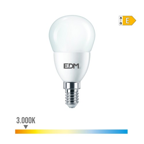 Bombilla LED Esférica E14 7W 806lm 3000K Luz Cálida EDM