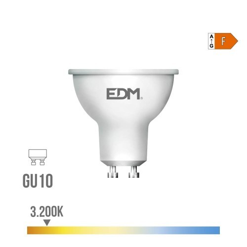 Bombilla Dicroica LED 10W GU10 932lm 3200K Luz Cálida Clase F EDM Bombilla Dicroica LED 10W GU10 932lm 3200K Luz Cálida Clase F EDM
