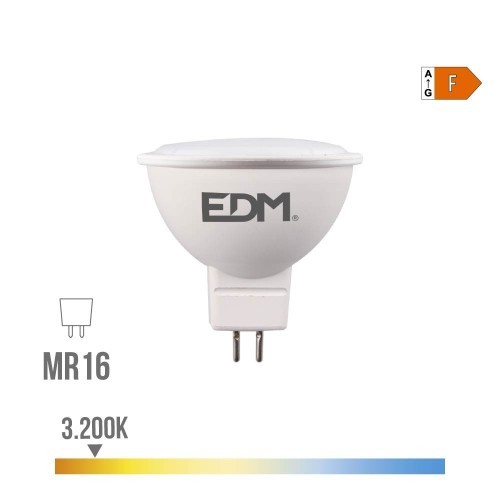 Bombilla Dicroica LED 8W MR16 780lm 3200K Luz Cálida Clase F EDM Bombilla Dicroica LED 8W MR16 780lm 3200K Luz Cálida Clase F EDM