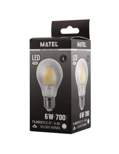 Bombilla LED filamento estándar clara E27 6W (Fría, Cálida)  - 1 2