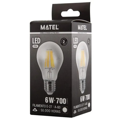 Bombilla LED filamento estándar clara E27 6W (Fría, Cálida) - 2