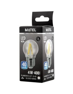 Bombilla LED filamento esférica clara E27 4W (Fría, Cálida) - 1 2