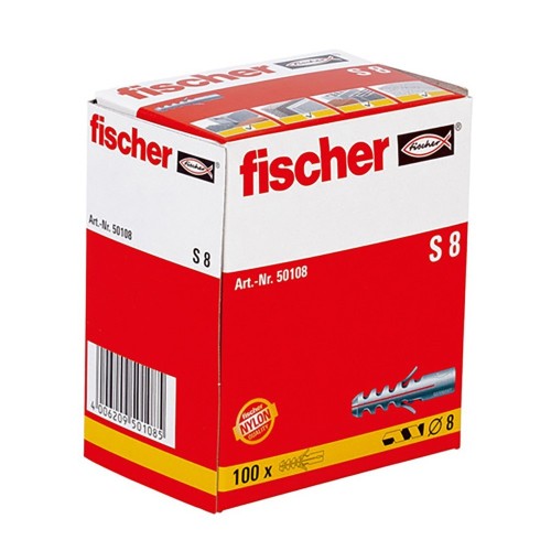 Taco Expansivo Nylon 8mm Sin Reborde 100 Unidades Fischer