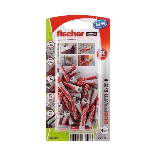 Taco Nylon 5x25mm Blister 45 Unidades Fischer Taco Nylon 5x25mm Blister 45 Unidades Fischer