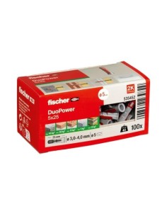 Taco Nylon Doble Componente 5x25mm Caja 100 Unidades Fischer