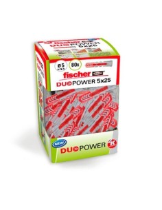 Taco Dúo Material Plástico Ø5x25mm Caja 80 Unidades Fischer