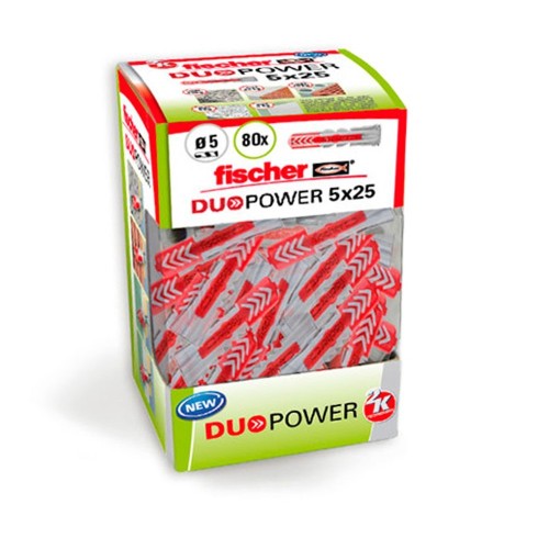 Taco Dúo Material Plástico Ø5x25mm Caja 80 Unidades Fischer