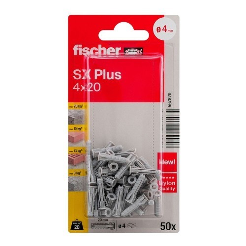 Taco Nylon 4x20mm Blister 50 Unidades Fischer Taco Nylon 4x20mm Blister 50 Unidades Fischer