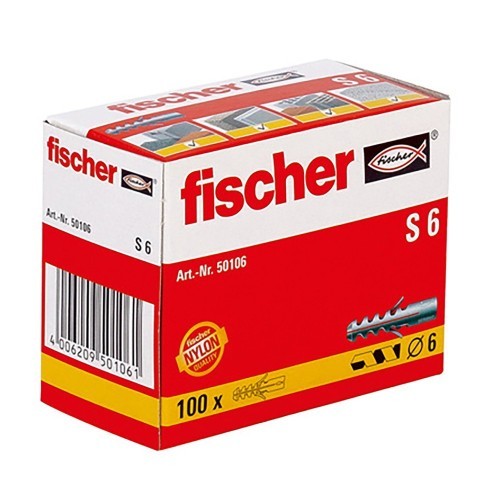 Taco Expansión Nylon 6mm Sin Reborde Caja 100 Unidades Fischer