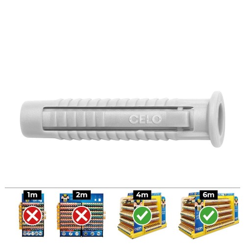 Taco Expansivo Plástico 12mm Apertura Lateral Antigiro Caja 25 Unidades CELO