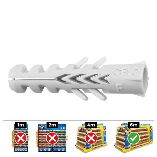 Taco Nylon Expansión Antigiro 12x60mm Cargas Ligeras Medias Caja 25 Unidades CELO