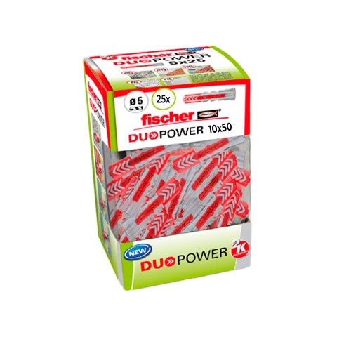 Taco Expansión Plástico Doble Componente 10x50mm Roja Gris 25 Unidades Fischer