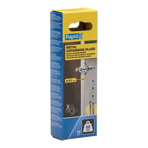 Taco De Expansión Metálico Ø13x52mm Tornillo M6x63mm 10 Unidades RAPID Taco De Expansión Metálico Ø13x52mm Tornillo M6x63mm 10 Unidades RAPID