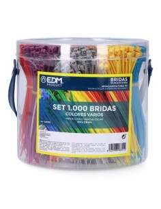 Bridas Nylon 100x2.5mm Colores Surtidos 1000 Unidades EDM