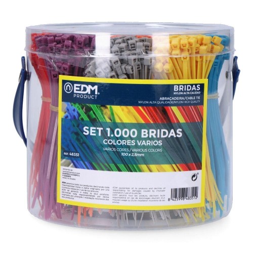 Bridas Nylon 100x2.5mm Colores Surtidos 1000 Unidades EDM