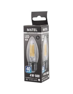 Bombilla LED filamento vela clara E27 4W.(Fría, Cálida) - 1 2