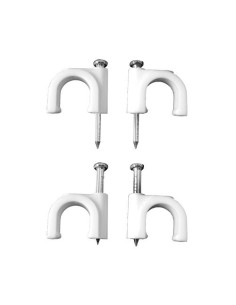 Grapa Plástica 11x20mm Ø5mm Blanca Para Cable Manguera Tubular 2x0.75mm Caja 100 Unidades EDM