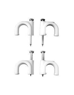 Grapa Plástica Blanca 13.5x25mm Ø7mm Para Cable Manguera Tubular 2x1.5mm Caja 100 Unidades EDM