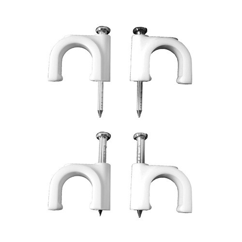 Grapa Plástica Blanca 13.5x25mm Ø7mm Para Cable Manguera Tubular 2x1.5mm Caja 100 Unidades EDM