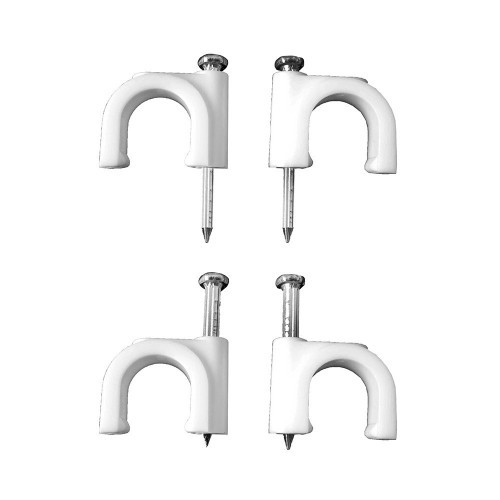 Grapa Plástica Para Cable Manguera Tubular 2x2.5mm 15x25mm Ø8mm Blanca 100 Unidades EDM