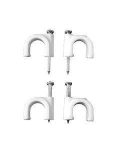 Grapa Plástica Con Clavo Para Cable Manguera Tubular 2x4mm Blanca Caja 100 Unidades EDM