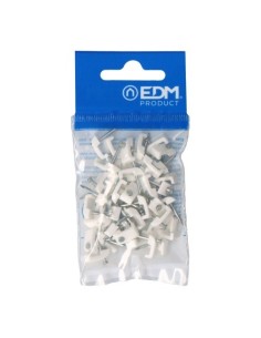 Grapa Plástica Blanca Para Cable Manguera Plana 2x1mm N03 Blister 50 Unidades EDM