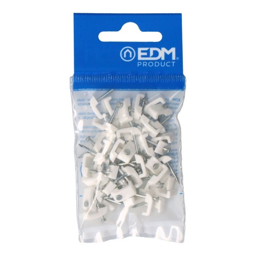 Grapa Plástica Blanca Para Cable Manguera Plana 2x1mm N03 Blister 50 Unidades EDM