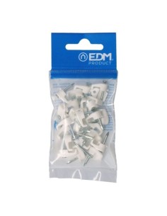 Grapa Plástica Blanca Para Cable Manguera Plana 2x1.5mm 25 Unidades EDM
