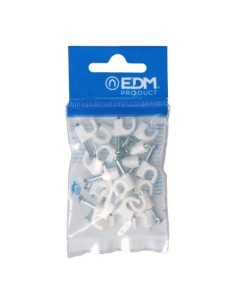 Grapa Plástica Blanca Para Cable Manguera Tubular 2x1mm N6 Blister 20 Unidades EDM