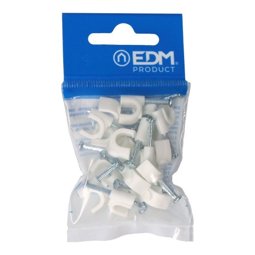 Grapa Plástica Blanca Para Cable Manguera Tubular 2x1.5mm N7 Blister 20 Unidades EDM