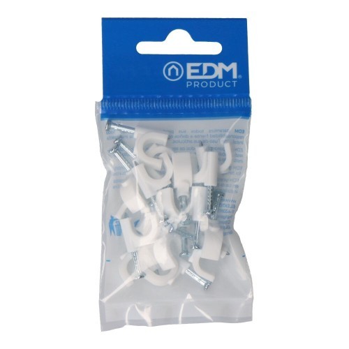 Grapa Plástica Para Cable Manguera Tubular 2x2.5mm Blanca 15 Unidades EDM Grapa Plástica Para Cable Manguera Tubular 2x2.5mm Blanca 15 Unidades EDM