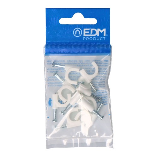 Grapa Blanca Para Cable Manguera Tubular 2x4mm Número 9 Blister 10 Unidades EDM
