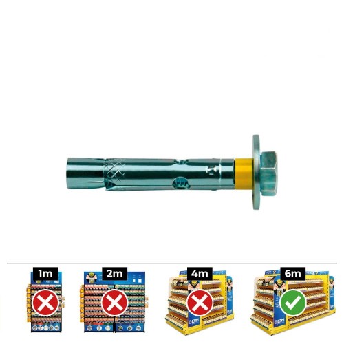 Anclaje Dynabolt Tornillo Acero Zincado M10x70mm Ø12mm Caja 50 Unidades CELO