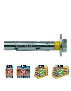 Anclaje Tornillo Acero M6x45mm Ø8mm Zincado Caja 250 Unidades CELO