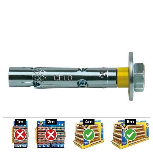 Anclaje Tornillo Dynabolt Acero Zincado M8 10x60mm Caja 100 Unidades CELO