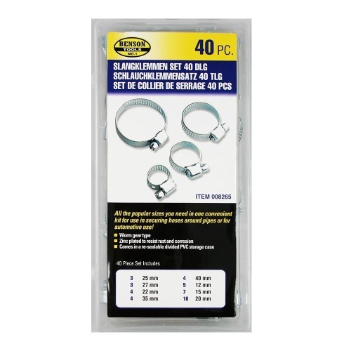 Set Abrazaderas Plástico 40 Unidades Surtidas BENSON Set Abrazaderas Plástico 40 Unidades Surtidas BENSON