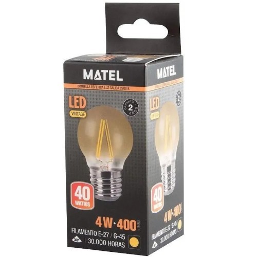 Bombilla LED filamento esférica vintage E27 4W - 2 Bombilla LED filamento esférica vintage E27 4W - 2