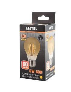 Bombilla LED filamento estándar vintage E27 6W - 1 2