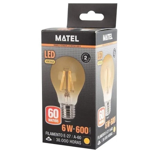 Bombilla LED filamento estándar vintage E27 6W - 2