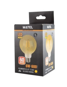 Bombilla LED filamento G80 Vintage E27 6W - 1 2