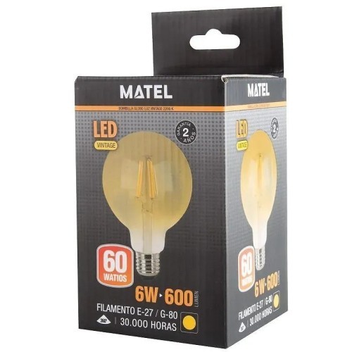 Bombilla LED filamento G80 Vintage E27 6W - 2 Bombilla LED filamento G80 Vintage E27 6W - 2