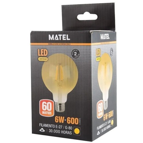 Bombilla LED filamento G95 Vintage E27 6W - 3