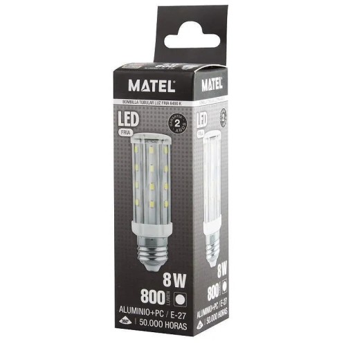 Bombilla LED tubular E27 8W.(Fría, Cálida, Neutra) - 2