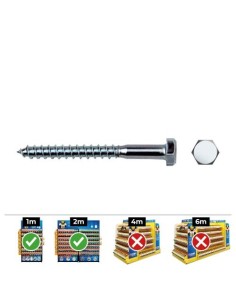 Tornillo Tirafondo Hexagonal Acero Zincado 8x70mm Caja 50 Unidades CELO