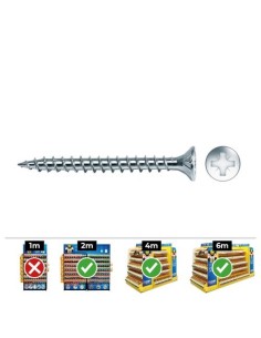 Tornillo Para Madera Avellanado Pozi Ø3.5x15mm Zincado Lubricado Caja 1000 Unidades CELO
